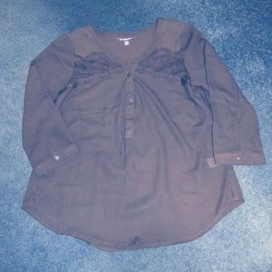American Eagle Black Quartersleeve Blouse